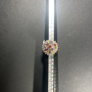 Women's Yellow gold filled ring with multicolored crystals size 9